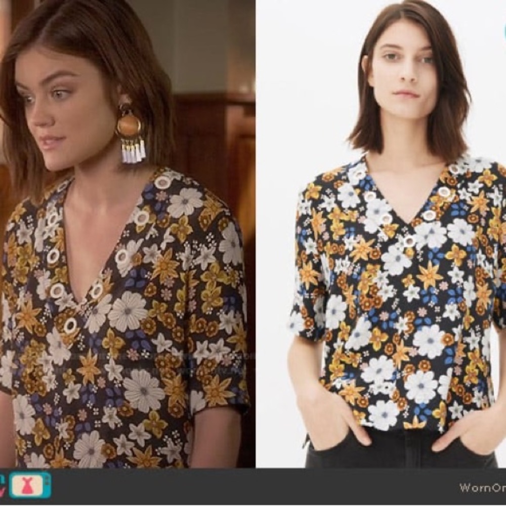 Sandro Paris Floral Blouse aso Aria Montgomery Pretty Little Liars
